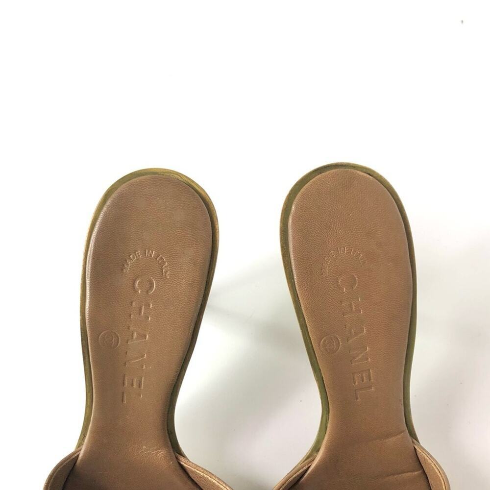 Vintage Chanel Interlocking CC Monogram Satin Slip On Mules Sandals 36.5 - Picture 4 of 9
